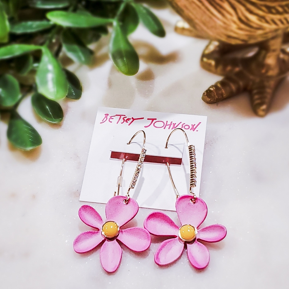 Betsey Johnson Pink Flower Earrings